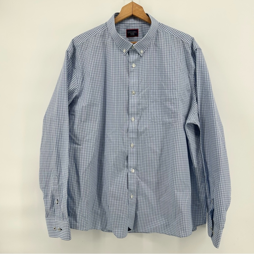 UNTUCKit Dress Shirt Tannin Mens‎ XXL 2XL Blue Plaid Check Long Sleeve